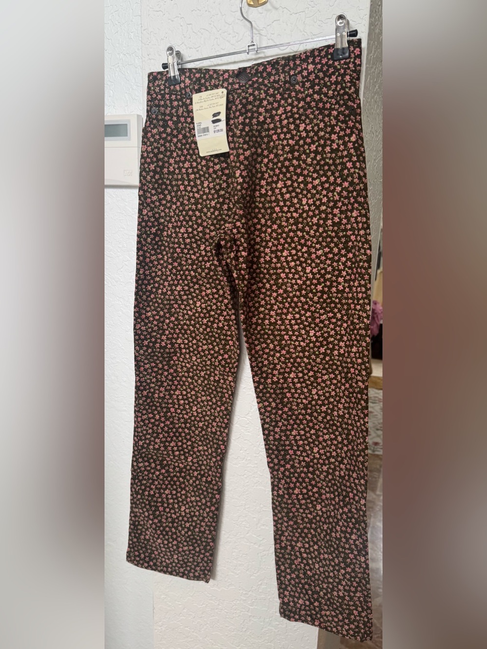 Rachel Riley Girls 12Y Floral Corduroy Pants NWT Brown Pink Cottagecore